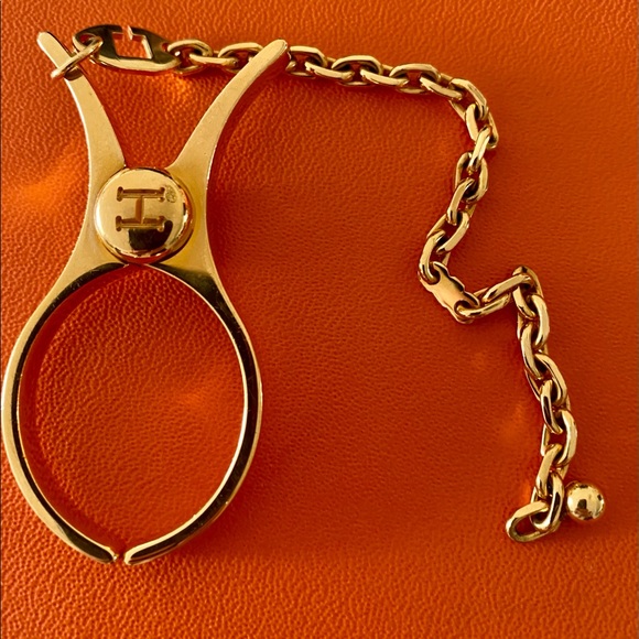 Hermes Filou Glove Holder Bag Charm Goldtone